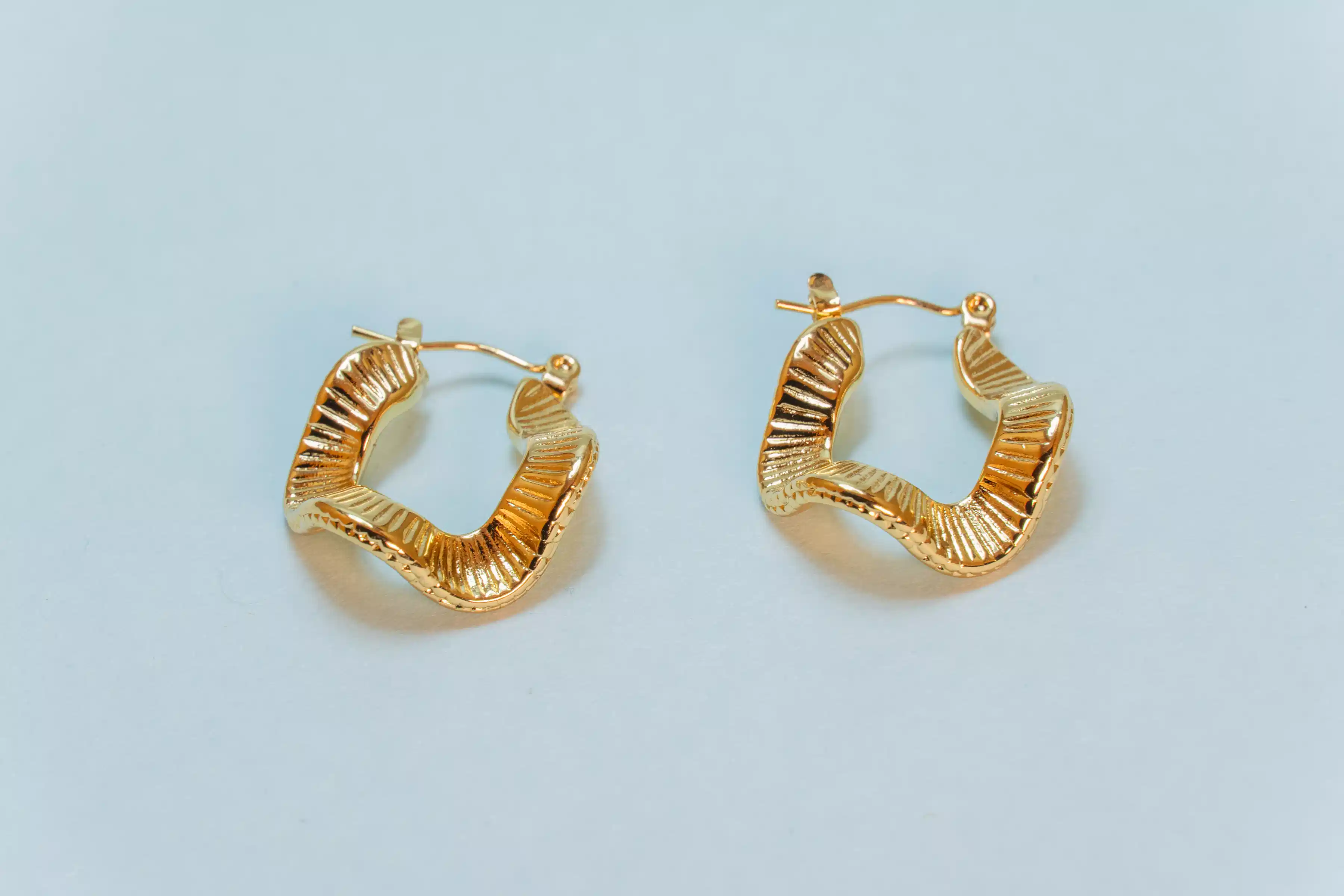 Golden Ripple Hoop Earrings